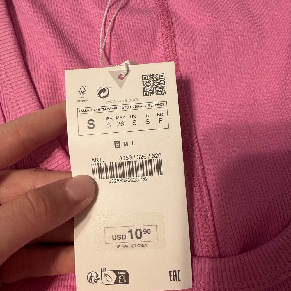 Zara Fitted Pink Ribbed Tank Top - Picture 4 of 4